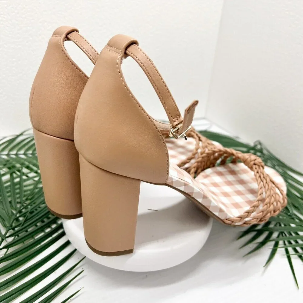 Draper James Elisa Tan Braided Open Toe Ankle Strap Dress Sandals Size 10 NWB